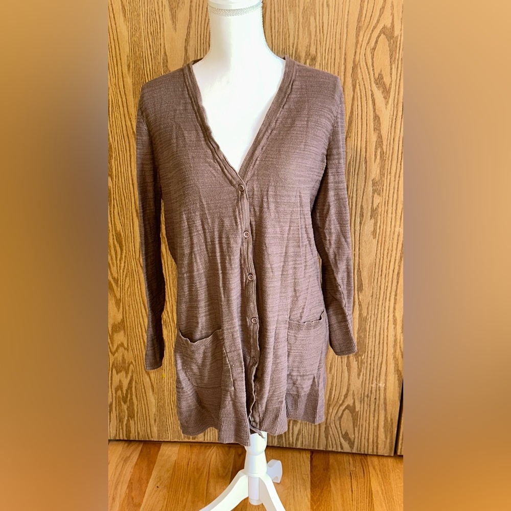 Torrid Taupe “Boyfriend” Tunic Length Cardigan Knit Sweater